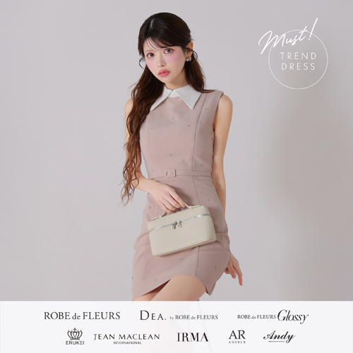 IRMA イルマ フロントジップ パフスリーブ チェック タイトミニドレス  