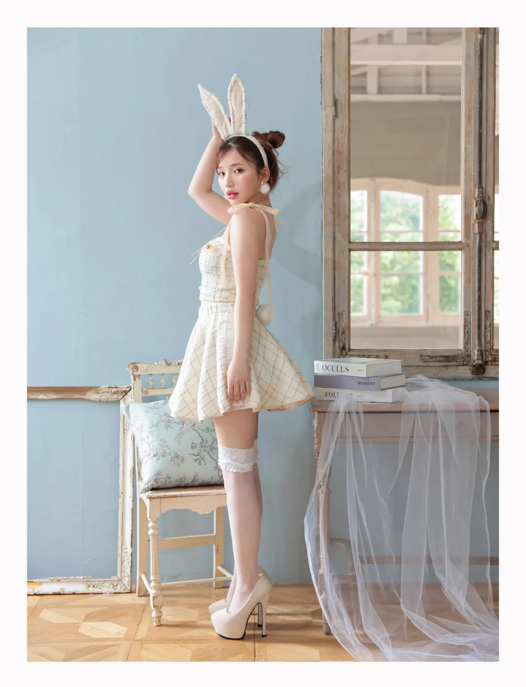 No.5 ツイードセットアップフレアスカートバニー アイボリー