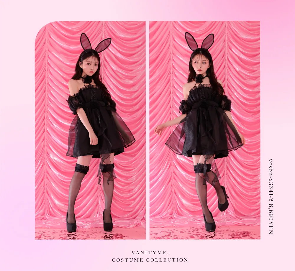 Flower Tulle BUNNY Romantic Chiffon フラワーチュールバニー ブラック