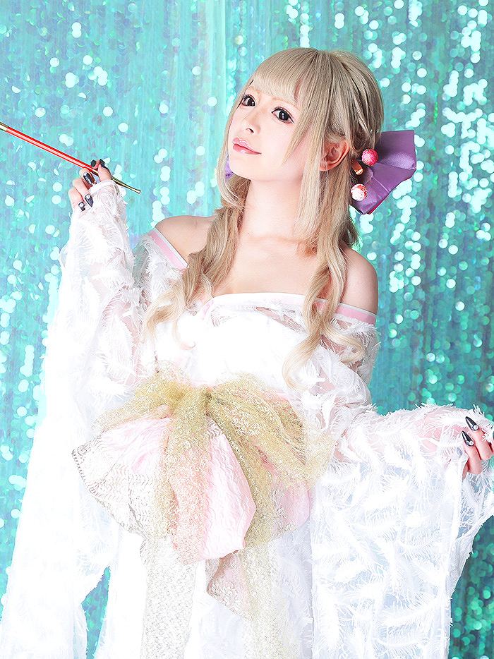 クリスマス特集 花魁コスチューム フェザー花魁 コスプレ 白 ピンク 衣装 Kunokultas Lt
