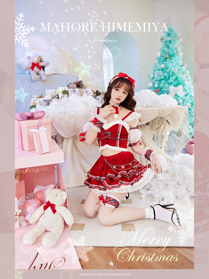 舞々悪魔×Malymoon ピンクサンタ さきぼんクリスマス コスプレ衣装-