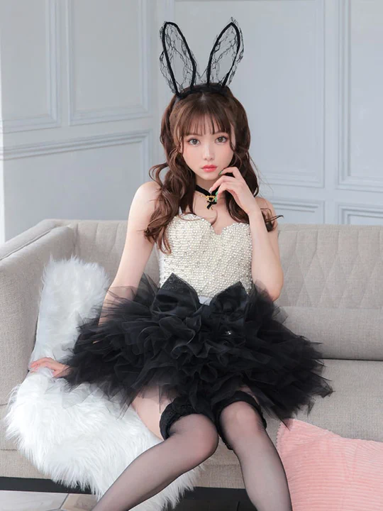 3点セット】WHITE×BLACK BUNNY ホワイト×ブラックバニー パール