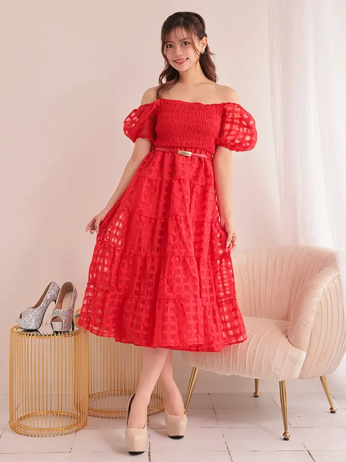 vanityME.onep ギンガムチェック チュール オフショルダー