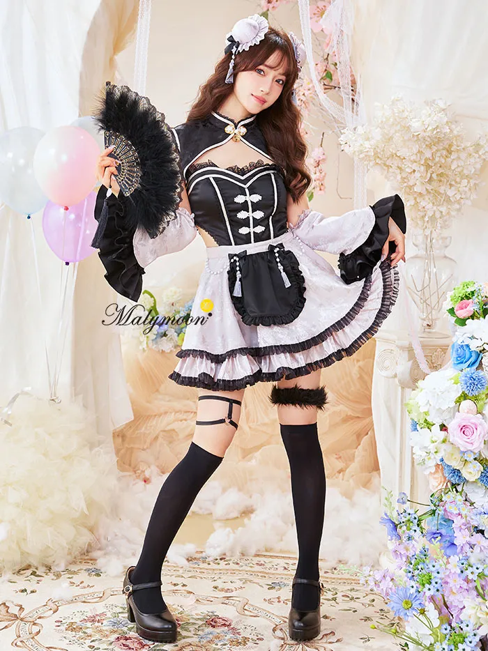 Malymoon ファンシーフリルチャイナドレス ブラック Mサイズ 8点セット】Malymoon マリームーン ファンシーフリルチャイナ