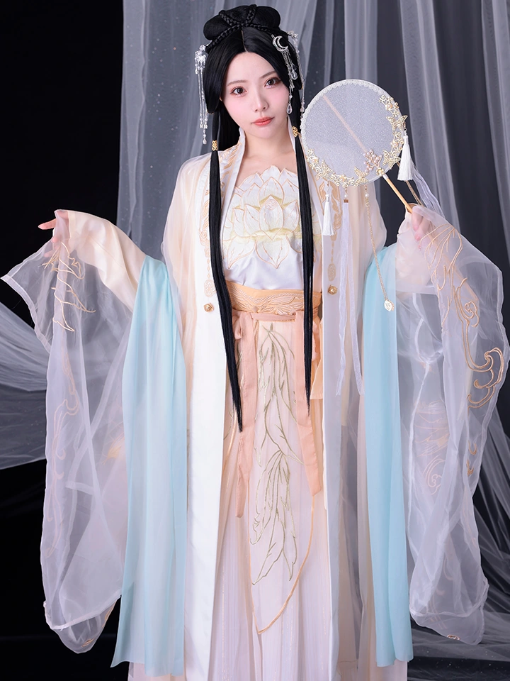 6点セット】蓮華｜天女風 中国漢服コスプレ衣装 ホワイト vcsot