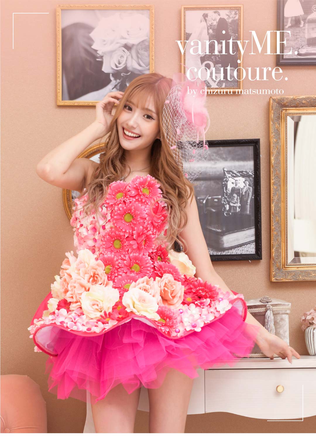 vanityME.couture ANTIQUE ROSE[ピンク] ミニドレス ワンピース(フリーサイズ) vctr-0002-hm