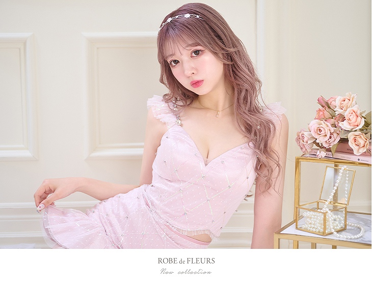 ROBE de FLEURS ローブドフルール アイボリー スパンコール×ドット ...