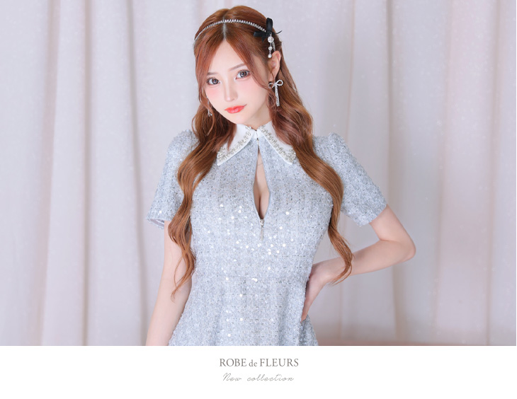 9月下旬入荷予定】ROBE de FLEURS ローブドフルール ホワイト×ブラック