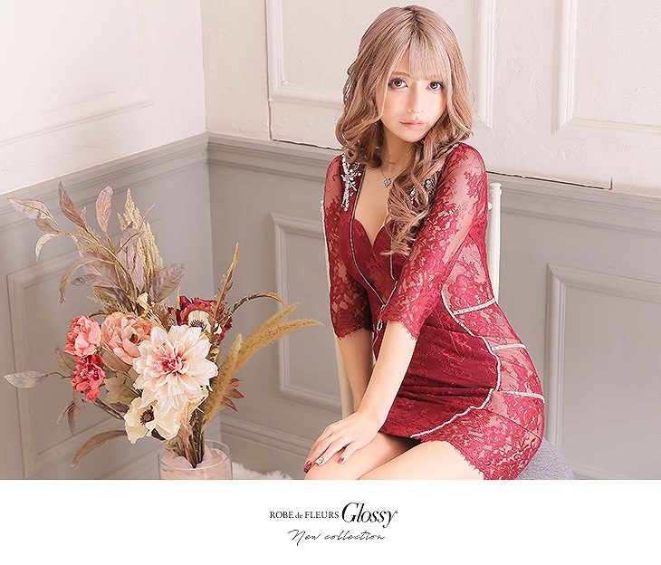 オンラインショップ ROBE de FLEURS Glossyサイドレース♡フラワー人気