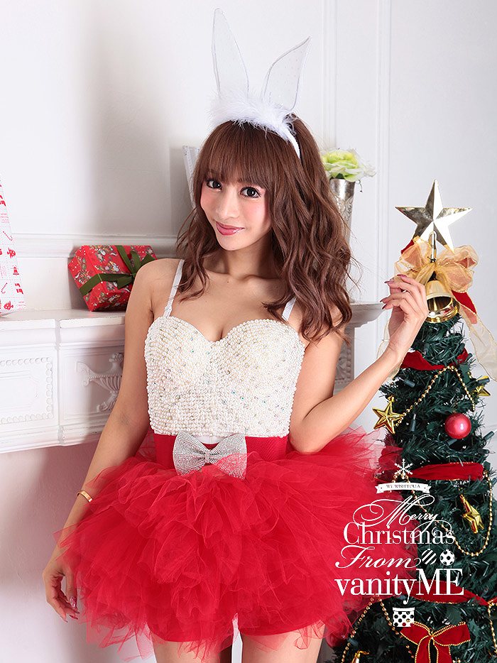 4点セット ホワイト レッドバニーサンタ クリスマスコスチューム Vanityme オリジナルコーデ クリスマス コスプレ 衣装 仮装 サンタコスチューム Vstcd 0004 コスプレ キャバドレス公式通販 Vanityme