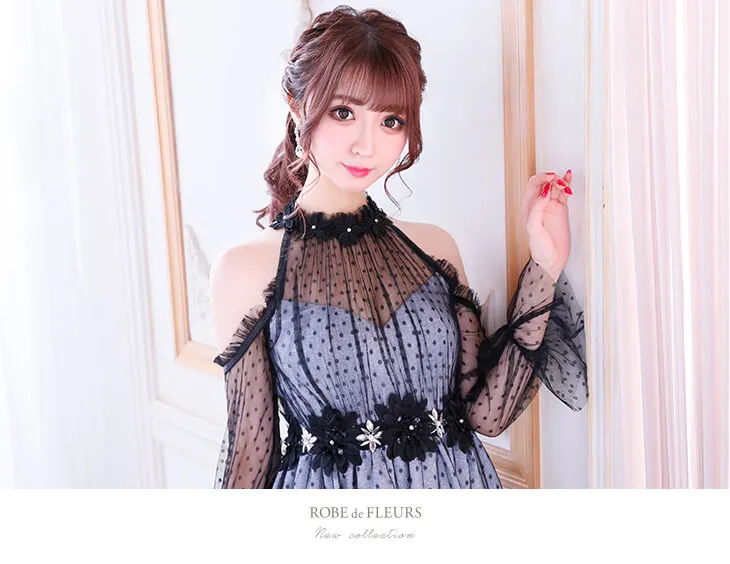 ROBE de FLEURS SALE*】 ROBE de FLEURS ローブドフルール ホワイト ラメツイード×ドットチュールフレアミニキャバドレス  fm1887-2-s23 | コスプレ・キャバドレス公式通販 | vanityME.