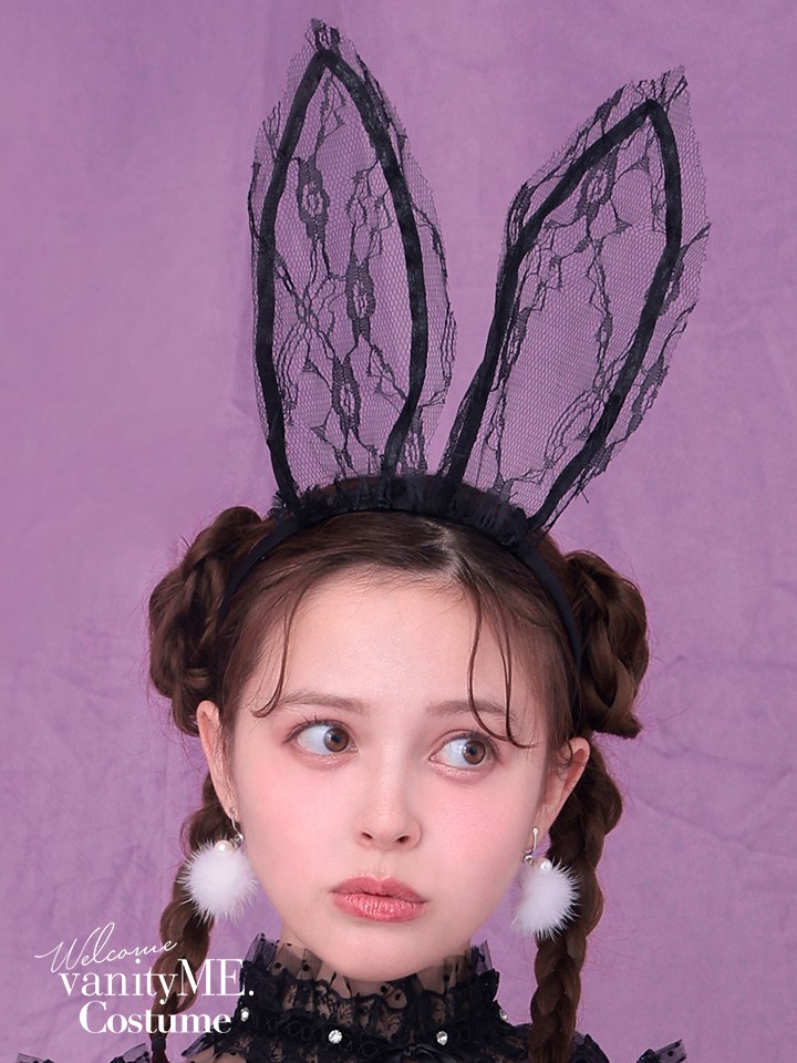 レースうさ耳カチューシャ ヘアアクセサリー コスプレ コスチューム