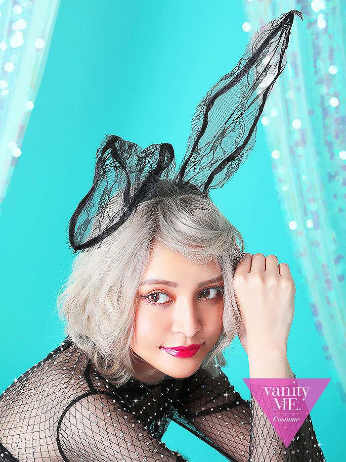 レースうさ耳カチューシャ ヘアアクセサリー コスプレ コスチューム
