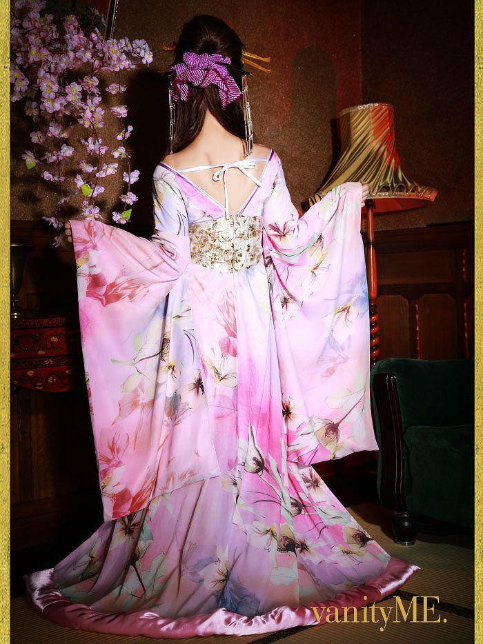 花魁コスチューム 桜花魁 天女のような淡い薄ピンク 和柄 本格和装 