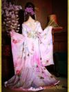 花魁コスチューム 桜花魁 天女のような淡い薄 和柄 本格和装 着物ドレス 花魁ドレス コスプレ コスチューム