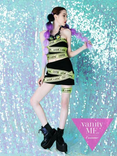 【vanityME.OUTLET】【3点セット】Dangerous girl ボディスーツ セットアップ イエロー vcsot-180517-1