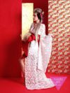 花魁コスチューム フェザー花魁 白×赤 和柄 本格和装 着物ドレス 花魁ドレス コスプレ コスチューム