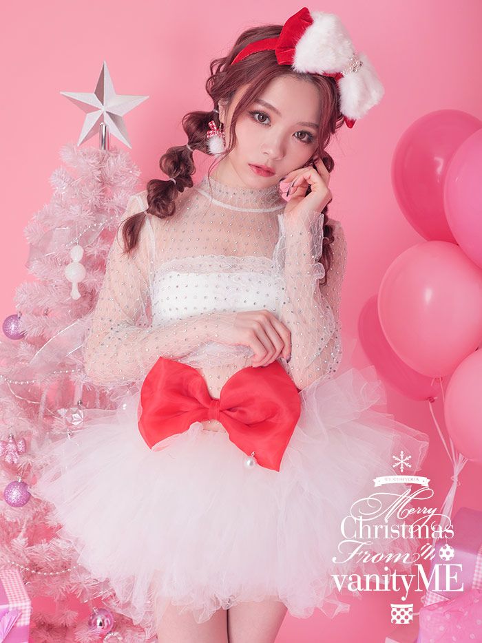 【4点セット】Jewely Charles de santa  ジュエリーシャルルドサンタ ホワイト×ホワイト (フリーサイズ)  【 クリスマス コスプレ 衣装 仮装 サンタコスチューム 】vstcd-0034