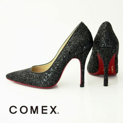 コメックス COMEX パンプス ハイヒール ポインテッドトゥ ピンヒール ヒール10.5cm ラメ パンプス