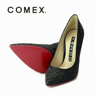 コメックス COMEX パンプス ハイヒール ポインテッドトゥ ピンヒール ヒール10.5cm ラメ パンプス