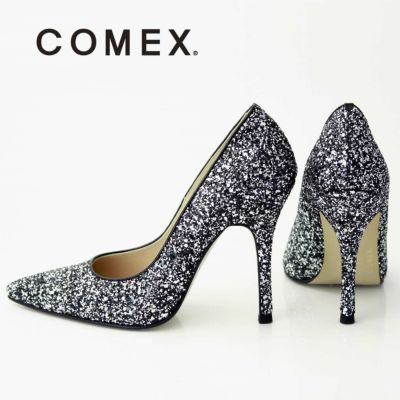 コメックス COMEX パンプス ハイヒール ポインテッドトゥ ピンヒール ヒール10.5cm ラメ パンプス