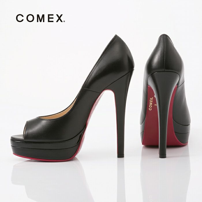 コメックス COMEX エナメルパンプス パンプス ピンヒール 14cm オープントゥ 厚底 コメックスプラットフォーム 美脚パンプス