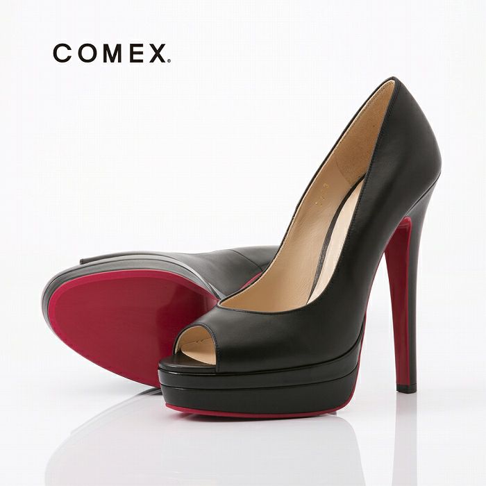 コメックス COMEX エナメルパンプス パンプス ピンヒール 14cm オープントゥ 厚底 コメックスプラットフォーム 美脚パンプス