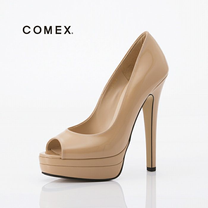 コメックス COMEX エナメルパンプス パンプス ピンヒール 14cm オープントゥ 厚底 コメックスプラットフォーム 美脚パンプス