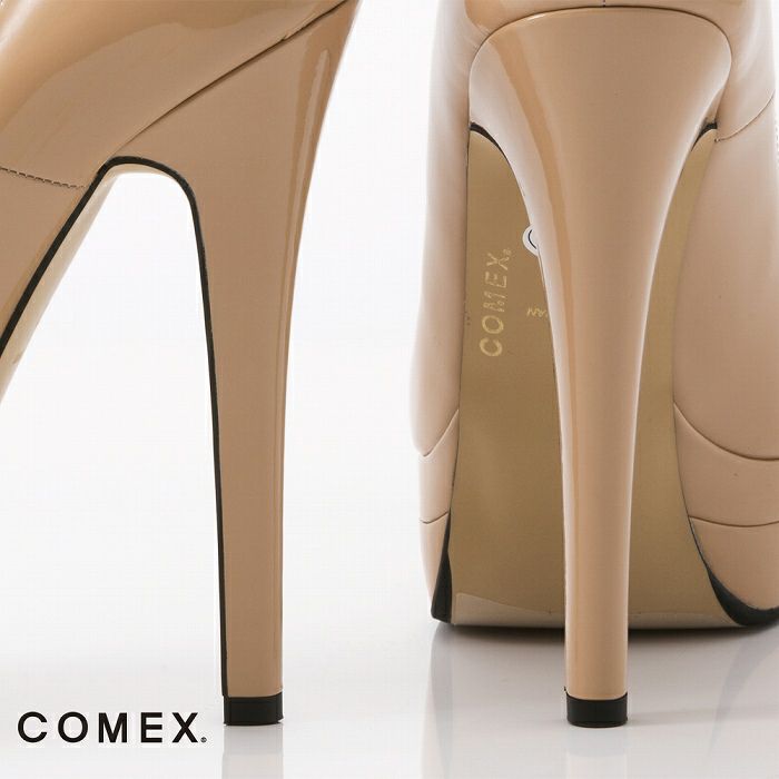 コメックス COMEX エナメルパンプス パンプス ピンヒール 14cm オープントゥ 厚底 コメックスプラットフォーム 美脚パンプス