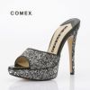 コメックス COMEX コメックス ミュール サンダル ハイヒール グリッターラメ