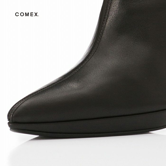 COMEXブーツ 黒 コメックス COMEX ブーツ ニーハイブーツ ポインテッドトゥ サイ