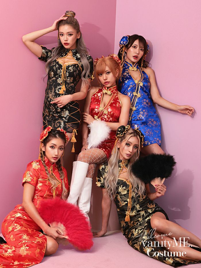 2点セット】China dress チャイナドレス 赤（髪飾り付き） vcsot