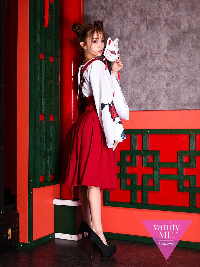 3点セット】狐巫女/刺繍柄・お面付き vcsot-200616 | コスプレ・キャバ 