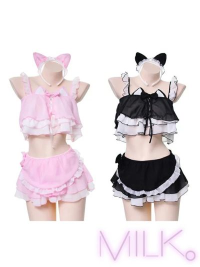 6点セット】 MILK. えち透け ドット柄 メイド ランジェリー mkc 6点セット】 MILK. えち透け ドット柄 メイド ランジェリー mkc