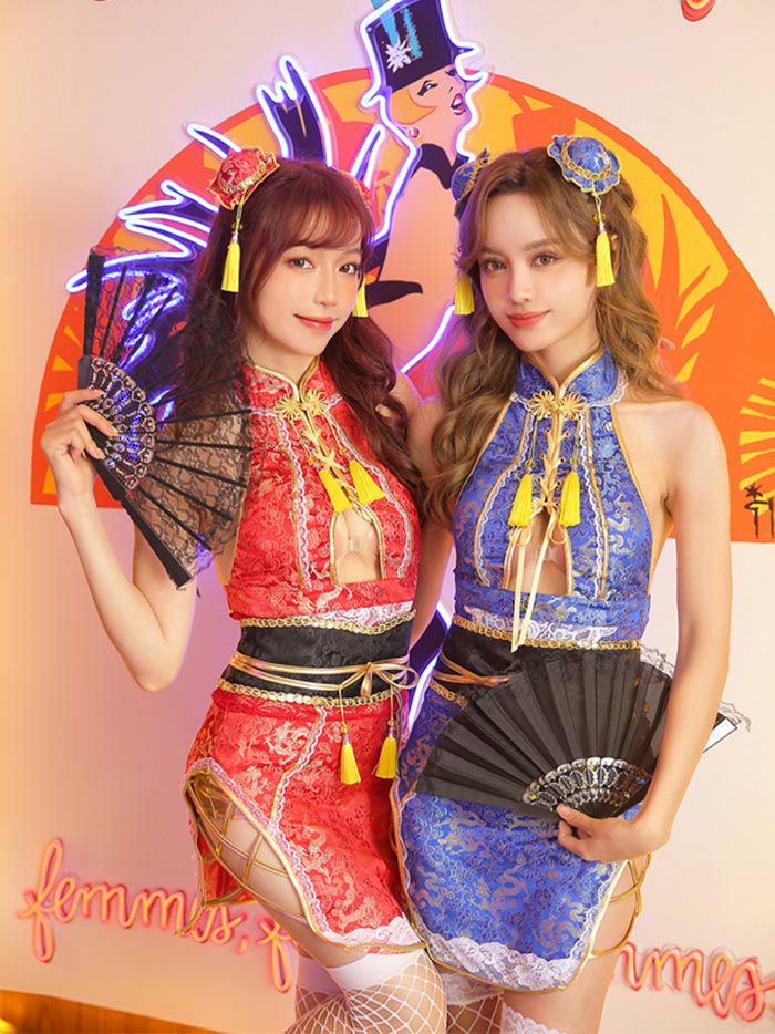 Malymoon] コスプレ チャイナドレス 和装 中華 ドット シアー パープル ブルー レッド 紫 青 赤 衣装 仮装 マリー 6点セット】 Malymoon マリーンムーン 2wayチャイナドレス [レッド・ブルー] ml8866 | コスプレ・キャバドレス公式通販 | vanityME. Malymoon ラーメンチャイナガール　レッド　赤