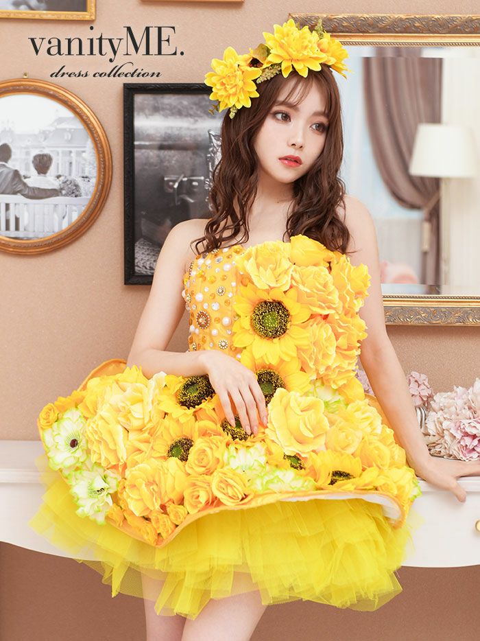 vanityME.couture HIMAWRI [イエロー] ミニドレスワンピース vctr-0003  