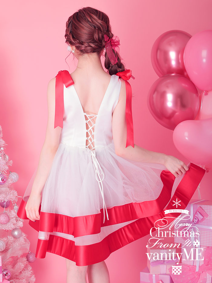 Ribbon dress リボンドレス ワンピース ホワイト コスプレ サンタコスチューム