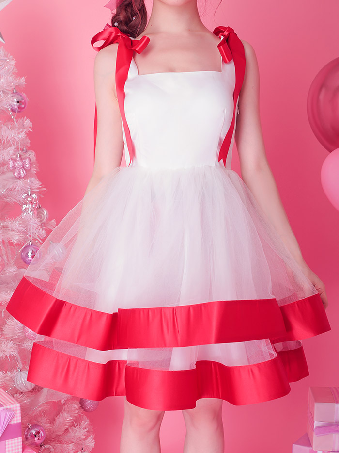 Ribbon dress リボンドレス ワンピース ホワイト コスプレ サンタコスチューム