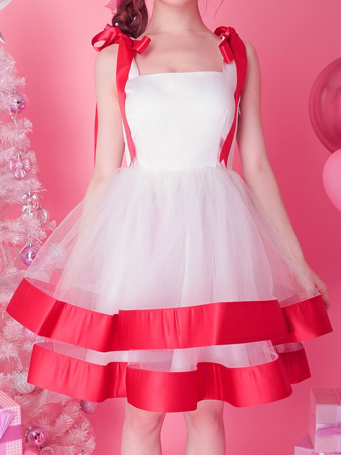 Ribbon dress リボンドレス ワンピース ホワイト コスプレ サンタコスチューム