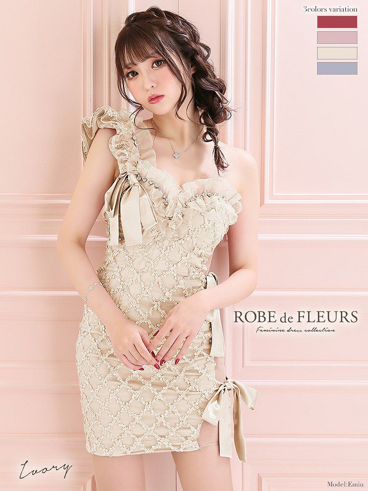 ROBE de FLEURS ジュエリー×リボンタイトミニドレス