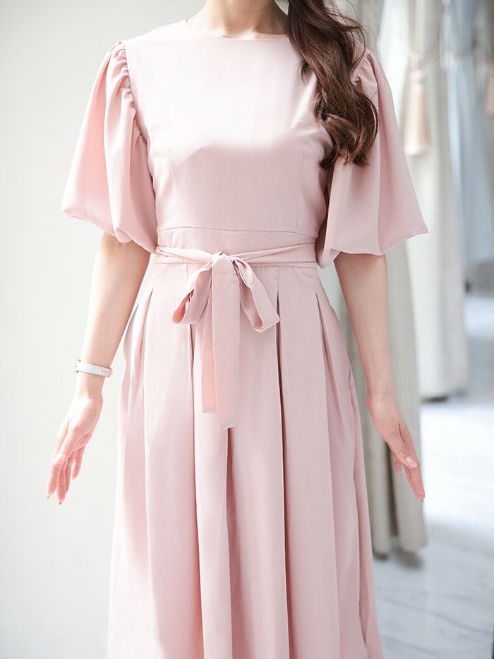 vanityME. [ピンクベージュ] パーティードレス ボリューム袖 きれいめ  