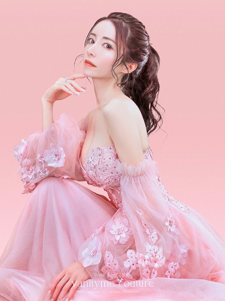 vanityME.couture.バースデードレス 2WAY ふわふわ パフ袖オフショルインポート シンデレラ ロングドレス