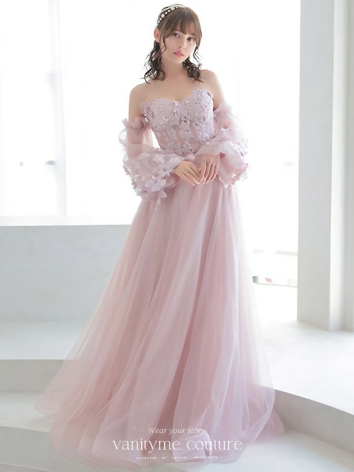 vanityME.couture.バースデードレス 2WAY ふわふわ パフ袖オフショルインポート シンデレラ ロングドレス