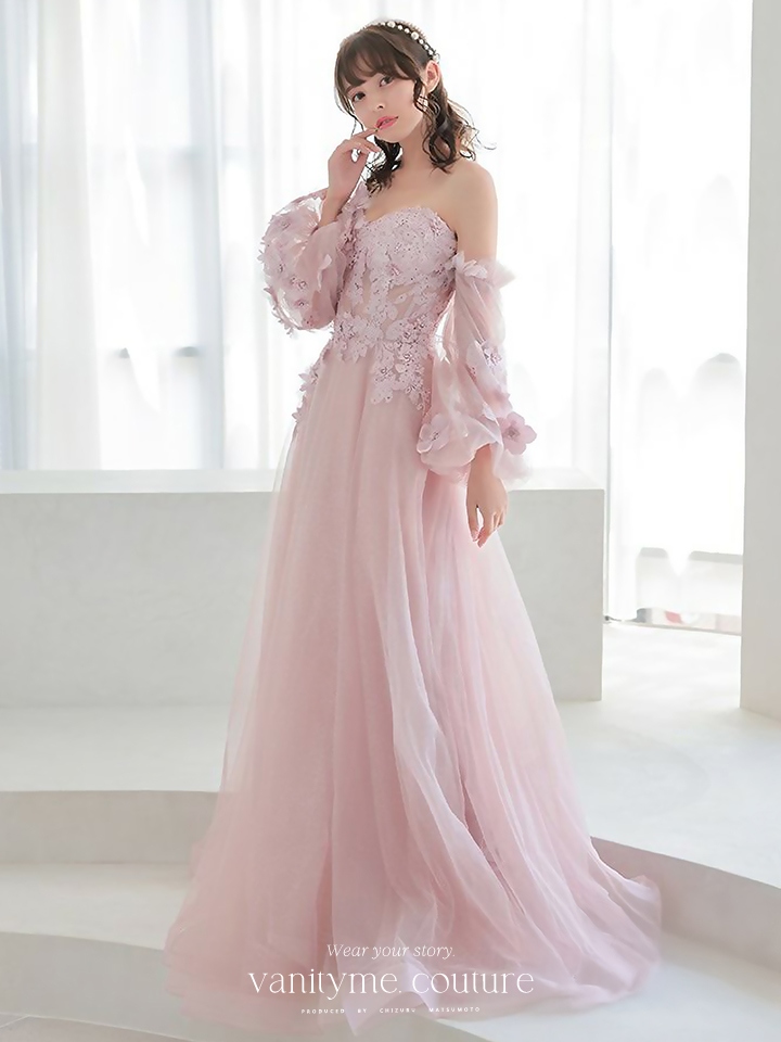 vanityME.couture.バースデードレス 2WAY ふわふわ パフ袖オフショルインポート シンデレラ ロングドレス