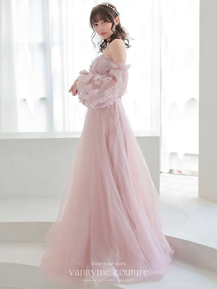 vanityME.couture.バースデードレス 2WAY ふわふわ パフ袖オフショルインポート シンデレラ ロングドレス