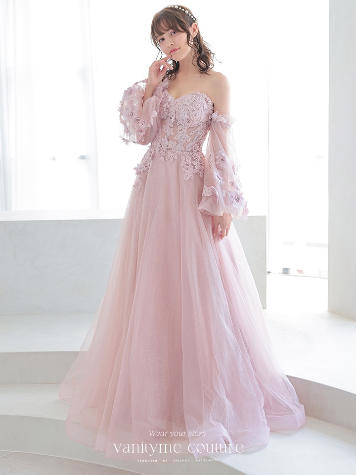 vanityME.couture.バースデードレス 2WAY ふわふわ パフ袖オフショルインポート シンデレラ ロングドレス