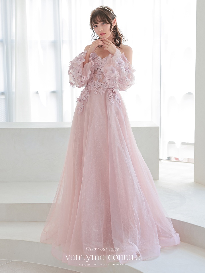 vanityME.couture.バースデードレス 2WAY ふわふわ パフ袖オフショルインポート シンデレラ ロングドレス