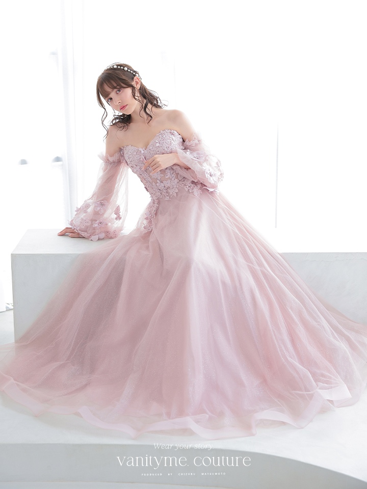 vanityME.couture.バースデードレス 2WAY ふわふわ パフ袖オフショルインポート シンデレラ ロングドレス