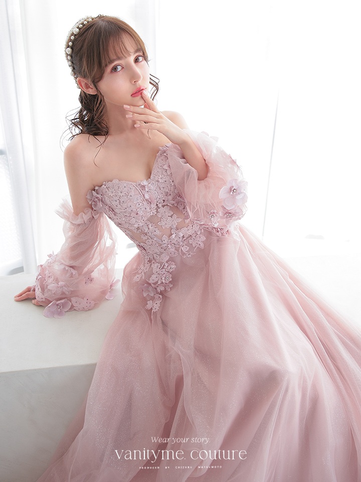 vanityME.couture.バースデードレス 2WAY ふわふわ パフ袖オフショルインポート シンデレラ ロングドレス