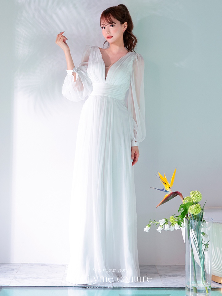 vanityME.couture. バースデードレスホワイトレースエレガントワンピース ロングドレス